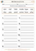 English Language Arts - Second Grade - Worksheet: ABC Order (long a words)