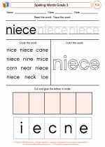 English Language Arts - Third Grade - Worksheet: Spelling Words