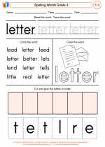 English Language Arts - Third Grade - Worksheet: Spelling Words
