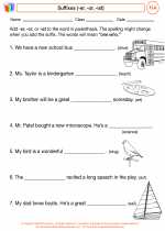 English Language Arts - Fourth Grade - Worksheet: Suffixes (-er, -or, -ist)