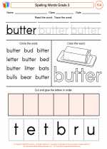 English Language Arts - Third Grade - Worksheet: Spelling Words