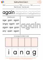 English Language Arts - Third Grade - Worksheet: Spelling Words