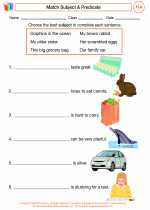 English Language Arts - Third Grade - Worksheet: Match Subject & Predicate