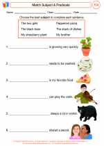 English Language Arts - Third Grade - Worksheet: Match Subject & Predicate