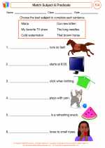 English Language Arts - Third Grade - Worksheet: Match Subject & Predicate
