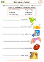 English Language Arts - Third Grade - Worksheet: Match Subject & Predicate