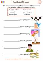 English Language Arts - Third Grade - Worksheet: Match Subject & Predicate