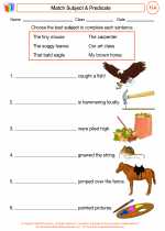 English Language Arts - Third Grade - Worksheet: Match Subject & Predicate