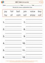 English Language Arts - Third Grade - Worksheet: ABC Order (oi sounds)