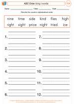 English Language Arts - Second Grade - Worksheet: ABC Order (long ī words)