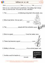 English Language Arts - Fourth Grade - Worksheet: Suffixes (-er, -or, -ist)