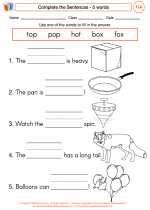 English Language Arts - First Grade - Worksheet: Complete the Sentences - ŏ words