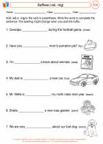 English Language Arts - Fourth Grade - Worksheet: Suffixes (-ed, -ing)