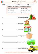 English Language Arts - Third Grade - Worksheet: Pick a Predicate