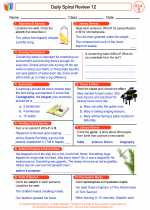 English Language Arts - Fifth Grade - Worksheet: Daily Spiral Review 12