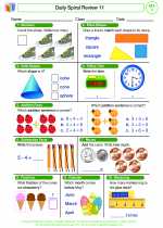 Mathematics - First Grade - Worksheet: Daily Spiral Review 11, Grade 1