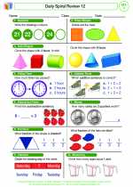 Mathematics - First Grade - Worksheet: Daily Spiral Review 12, Grade 1
