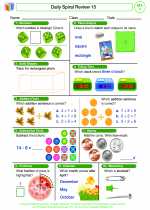 Mathematics - First Grade - Worksheet: Daily Spiral Review 15, Grade 1