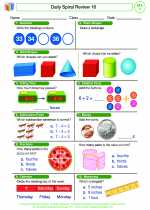 Mathematics - First Grade - Worksheet: Daily Spiral Review 16, Grade 1