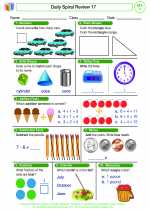 Mathematics - First Grade - Worksheet: Daily Spiral Review 17, Grade 1