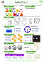 Mathematics - First Grade - Worksheet: Daily Spiral Review 19, Grade 1