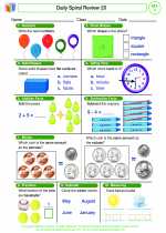 Mathematics - First Grade - Worksheet: Daily Spiral Review 20, Grade 1