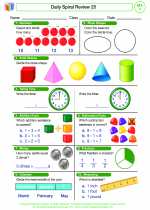 Mathematics - First Grade - Worksheet: Daily Spiral Review 25, Grade 1