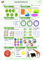 Mathematics - First Grade - Worksheet: Daily Spiral Review 29, Grade 1