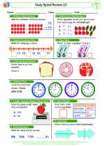 Mathematics - Second Grade - Worksheet: Daily Spiral Review 23, Grade 2