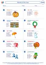Mathematics - First Grade - Worksheet: Months of the Year
